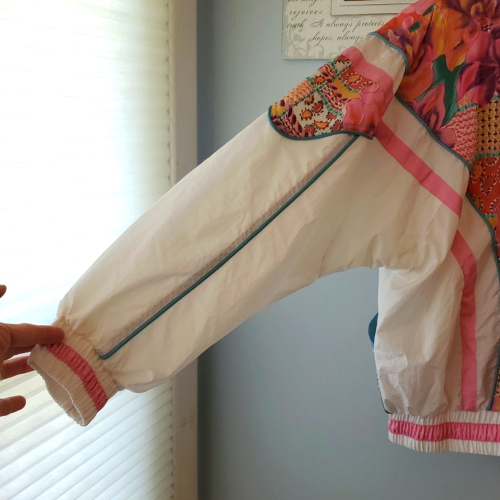 Colorful 80's-90's Patchwork Design Windbreaker Jacket - Picture 4 of 9